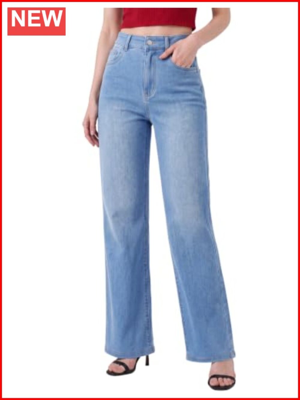 Women's Flare Jeans Mid Waisted Stretch Bootcut Pants with Pockets